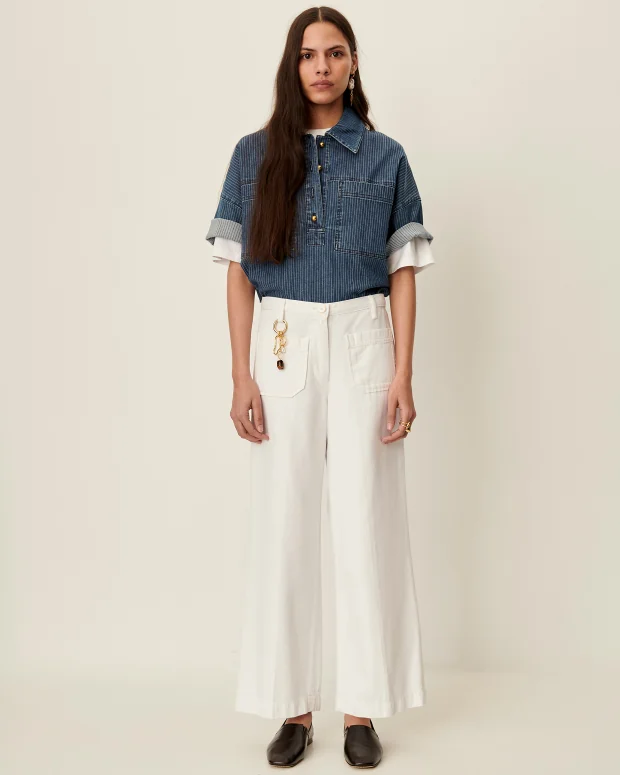 Aldricks Straight Leg Pleated Pant (Optical White) - Image 3