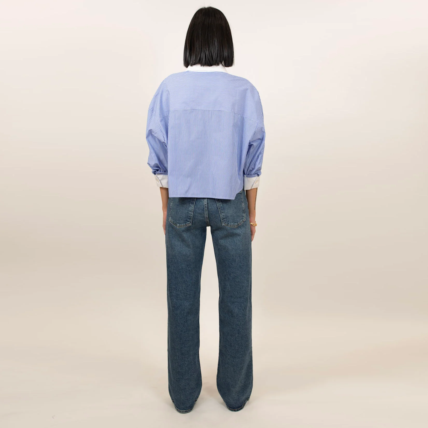 Kat Stripe Collar Crop Shirt - Image 19