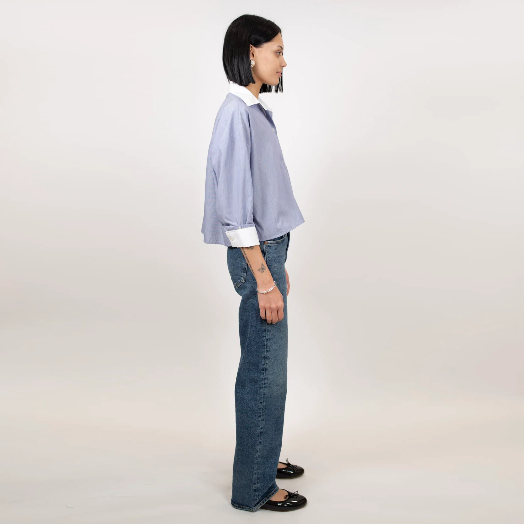 Kat Stripe Collar Crop Shirt - Image 21