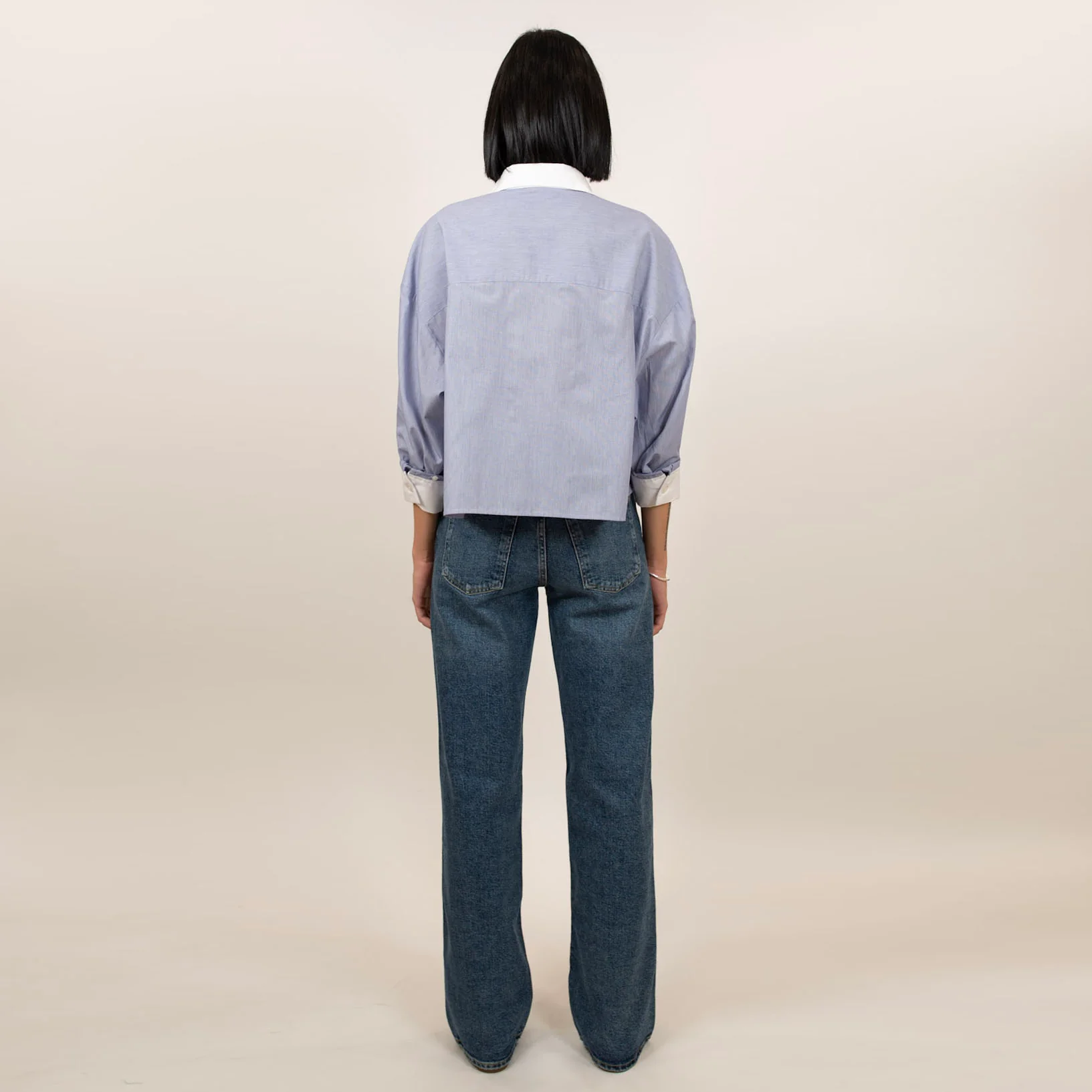 Kat Stripe Collar Crop Shirt - Image 22