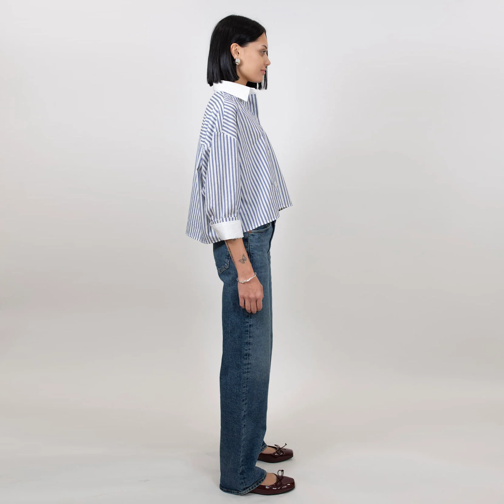Kat Stripe Collar Crop Shirt - Image 24