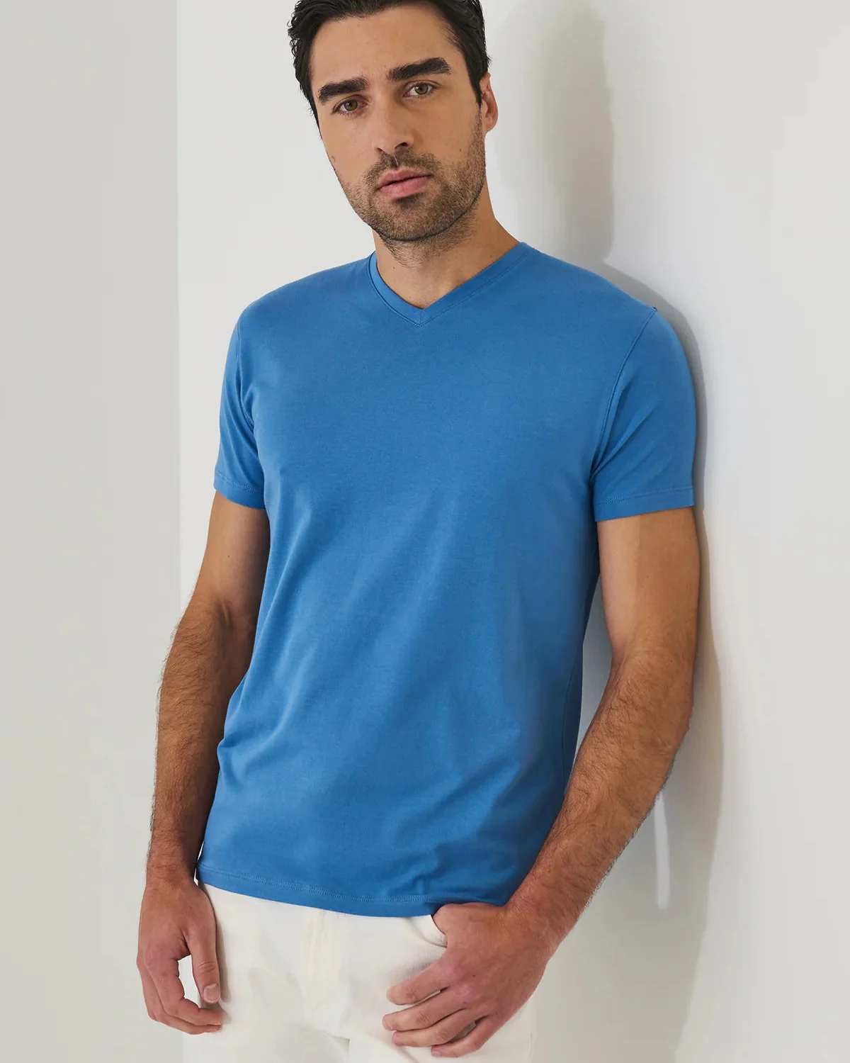 Pima Cotton Stretch V-Neck T-Shirt - Image 3