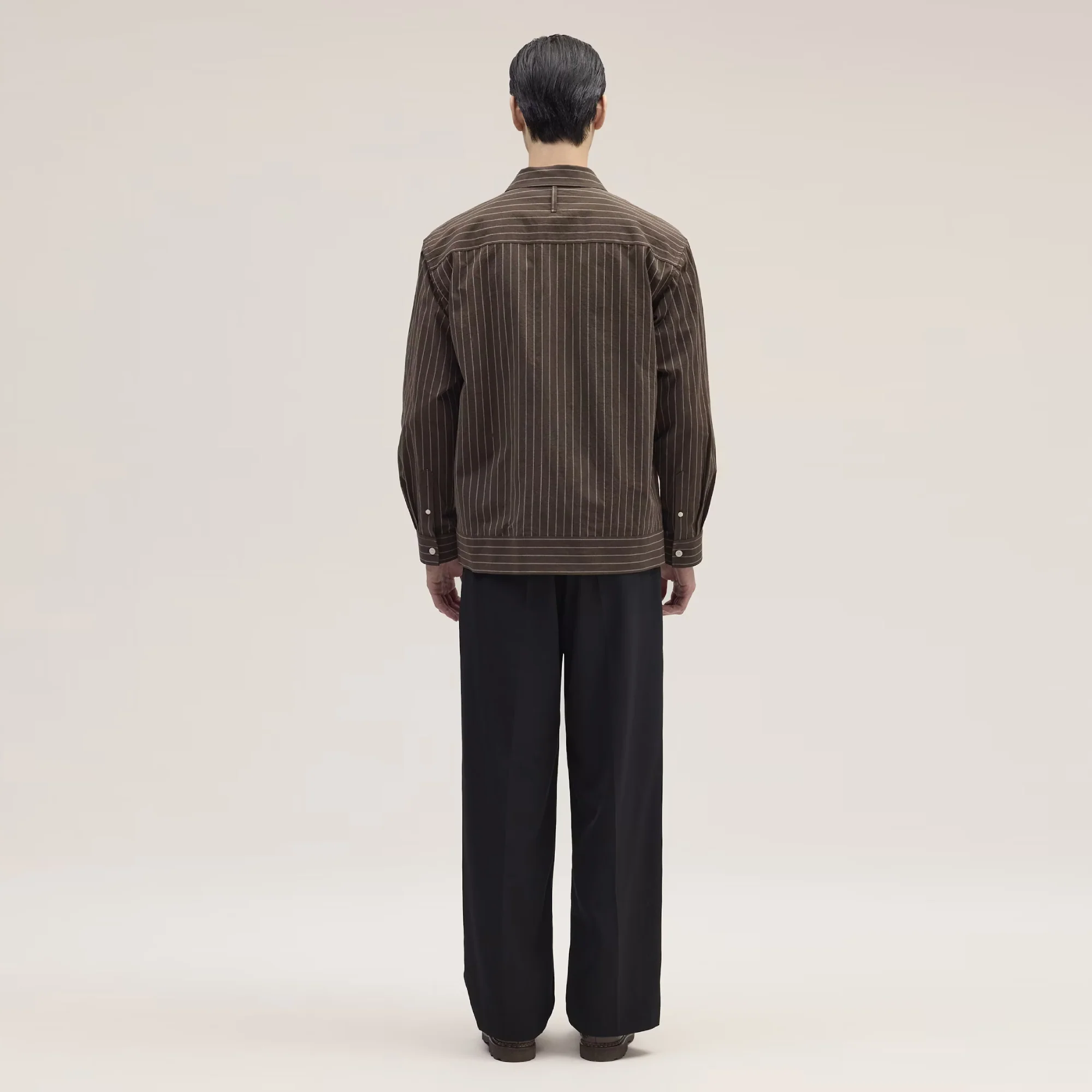 Reed 50032 Relaxed Fit Organic Cotton Overshirt (Brown Stripe) - Image 3